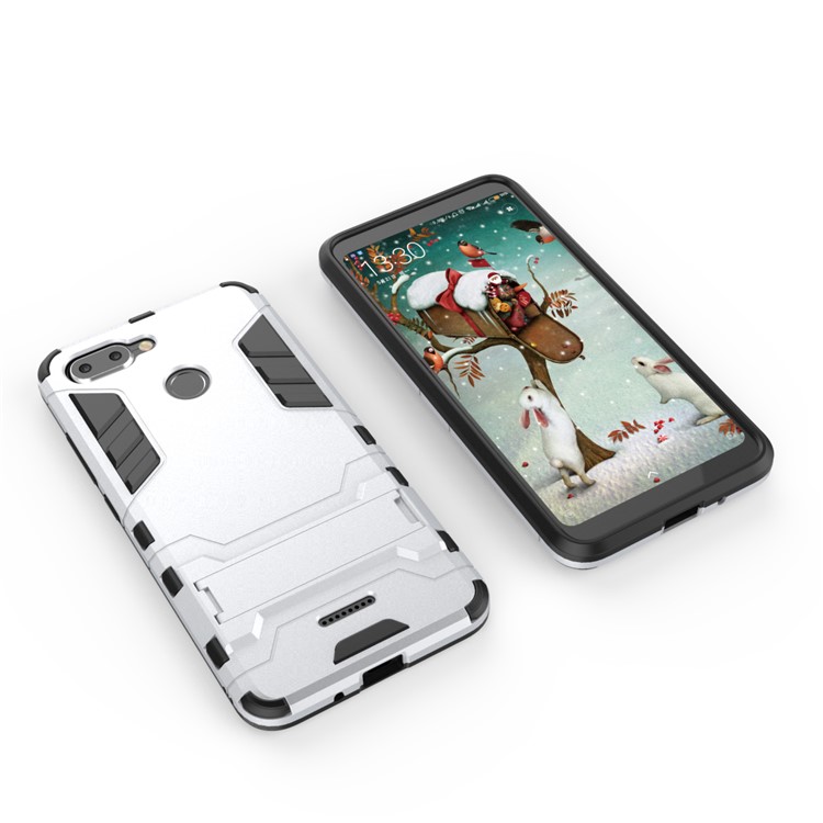 Cool Guard Plastic TPU Hybrid Cover with Kickstand for Xiaomi Redmi 6 (Dual Camera: 12MP+5MP) - Silver-3