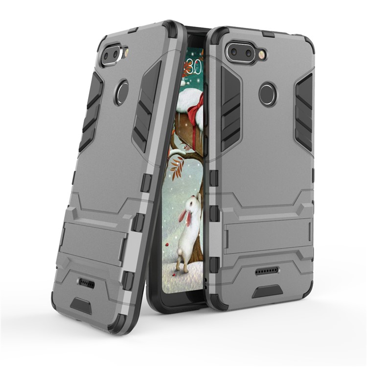 Cool Guard Plastic TPU Hybrid Mobile Case with Kickstand for Xiaomi Redmi 6 (Dual Camera: 12MP+5MP) - Grey-1