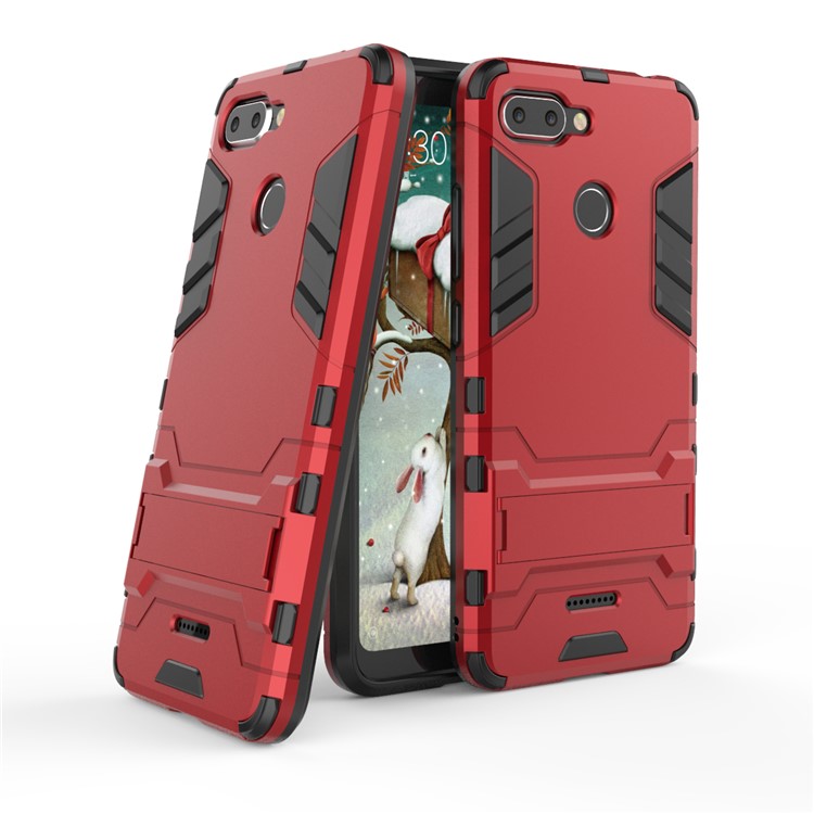 Cool Guard Plastic TPU Hybrid Phone Cover Case with Kickstand for Xiaomi Redmi 6 (Dual Camera: 12MP+5MP) - Red-1