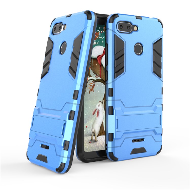 Cool Guard Plastic TPU Hybrid Phone Casing Cover with Kickstand for Xiaomi Redmi 6 (Dual Camera: 12MP+5MP) - Baby Blue-1