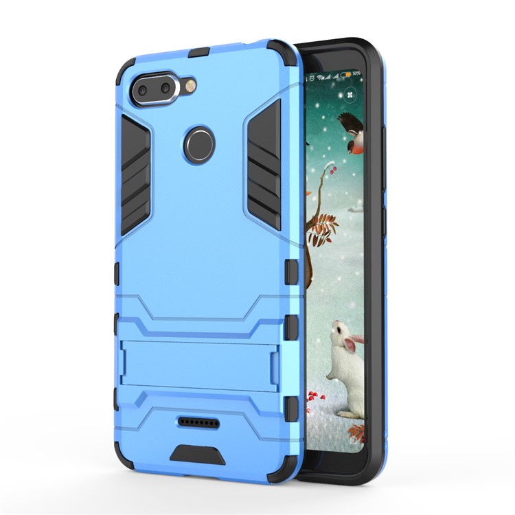 Cool Guard Plastic TPU Hybrid Phone Casing Cover with Kickstand for Xiaomi Redmi 6 (Dual Camera: 12MP+5MP) - Baby Blue-2