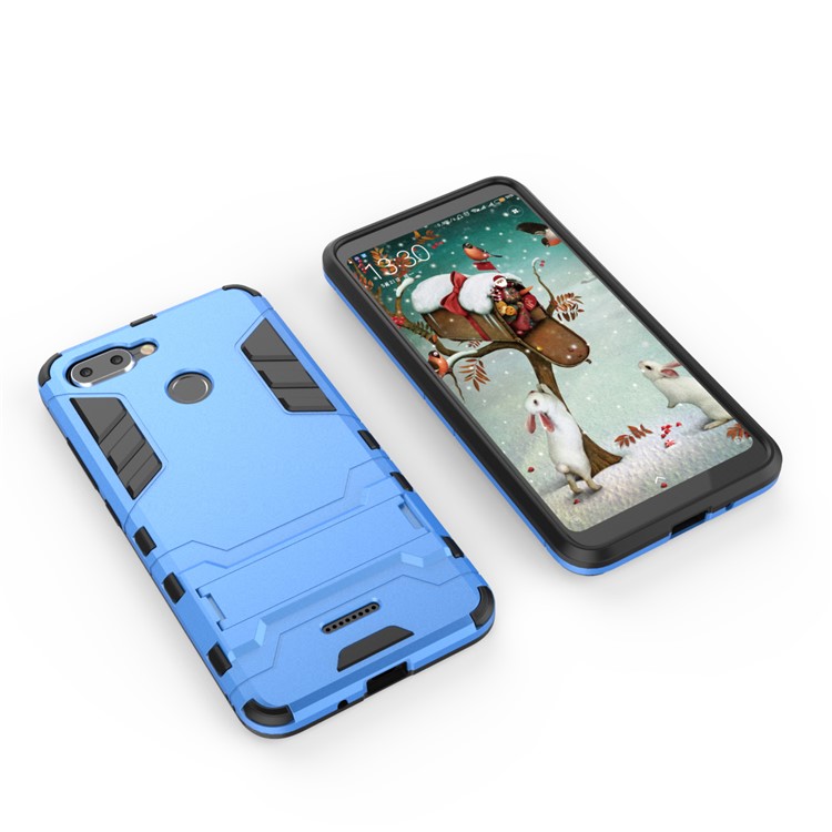 Cool Guard Plastic TPU Hybrid Phone Casing Cover with Kickstand for Xiaomi Redmi 6 (Dual Camera: 12MP+5MP) - Baby Blue-3