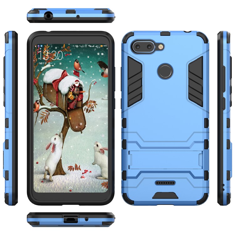 Cool Guard Plastic TPU Hybrid Phone Casing Cover with Kickstand for Xiaomi Redmi 6 (Dual Camera: 12MP+5MP) - Baby Blue-4