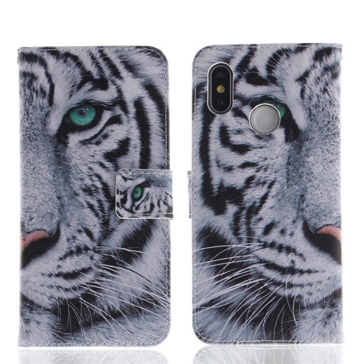 Pattern Printing Leather Wallet Cover for Xiaomi Mi 8 (6.21-inch) - Tiger Pattern-2