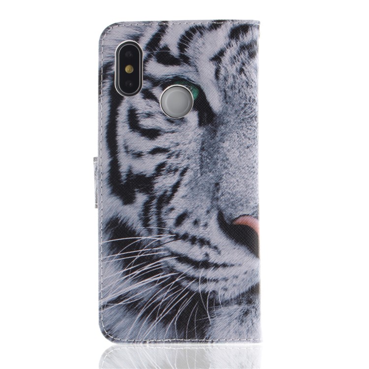 Pattern Printing Leather Wallet Cover for Xiaomi Mi 8 (6.21-inch) - Tiger Pattern-3