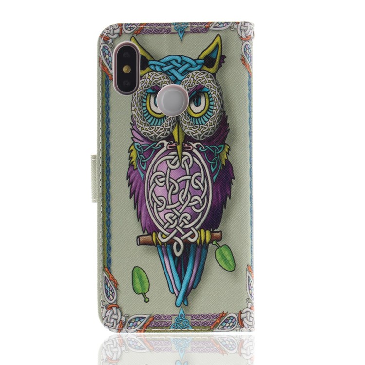 Pattern Printing Cell Phone Leather Wallet Case for Xiaomi Mi 8 (6.21-inch) - Owl Pattern-3