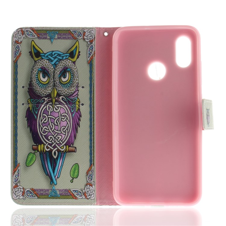 Pattern Printing Cell Phone Leather Wallet Case for Xiaomi Mi 8 (6.21-inch) - Owl Pattern-8