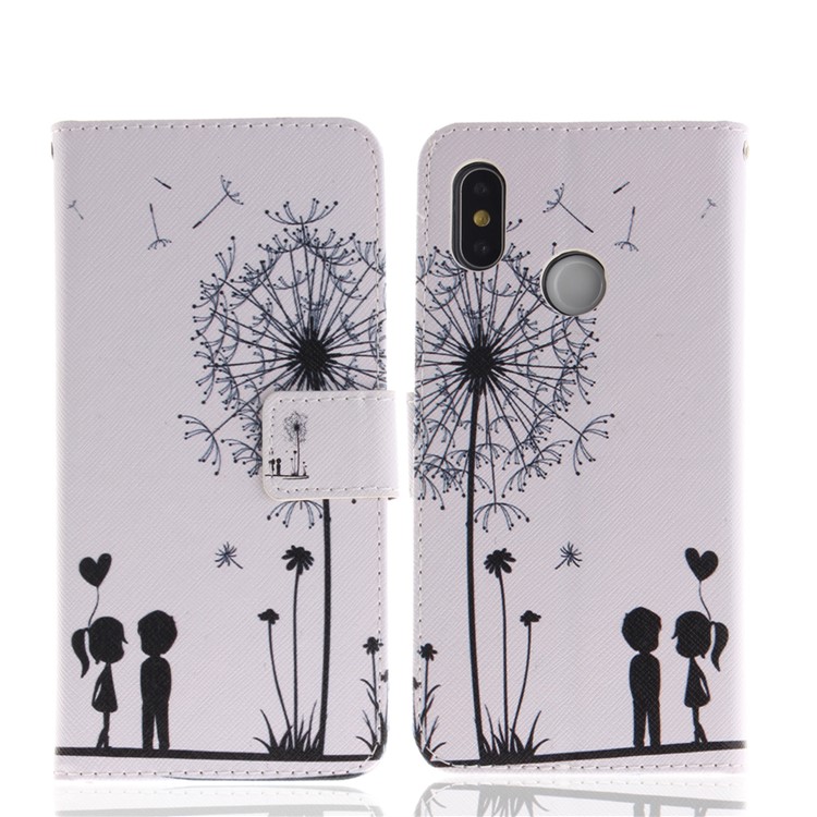 Pattern Printing Wallet Leather Stand Case for Xiaomi Mi 8 (6.21-inch) - Dandelion and Lovers-2