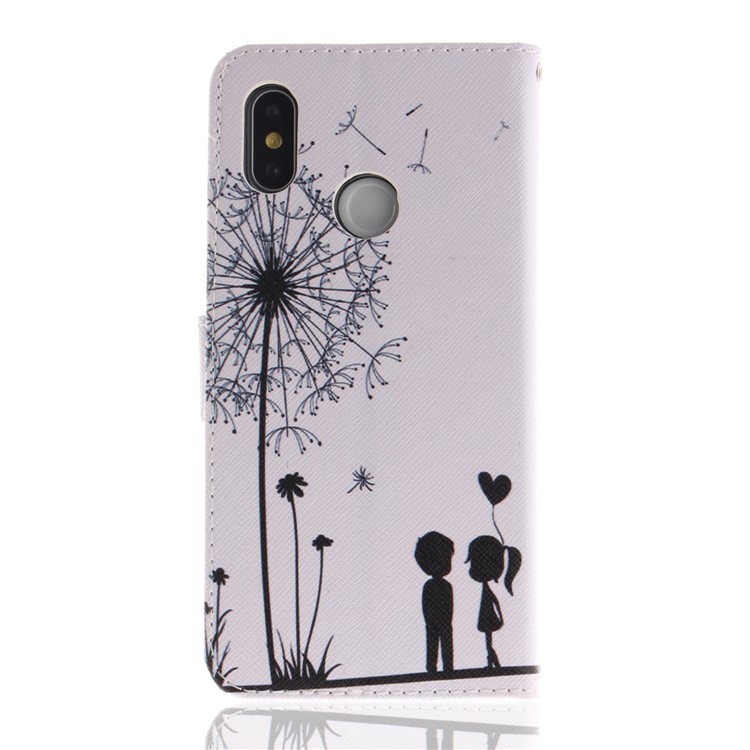 Pattern Printing Wallet Leather Stand Case for Xiaomi Mi 8 (6.21-inch) - Dandelion and Lovers-3