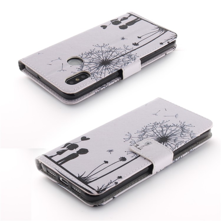 Pattern Printing Wallet Leather Stand Case for Xiaomi Mi 8 (6.21-inch) - Dandelion and Lovers-4