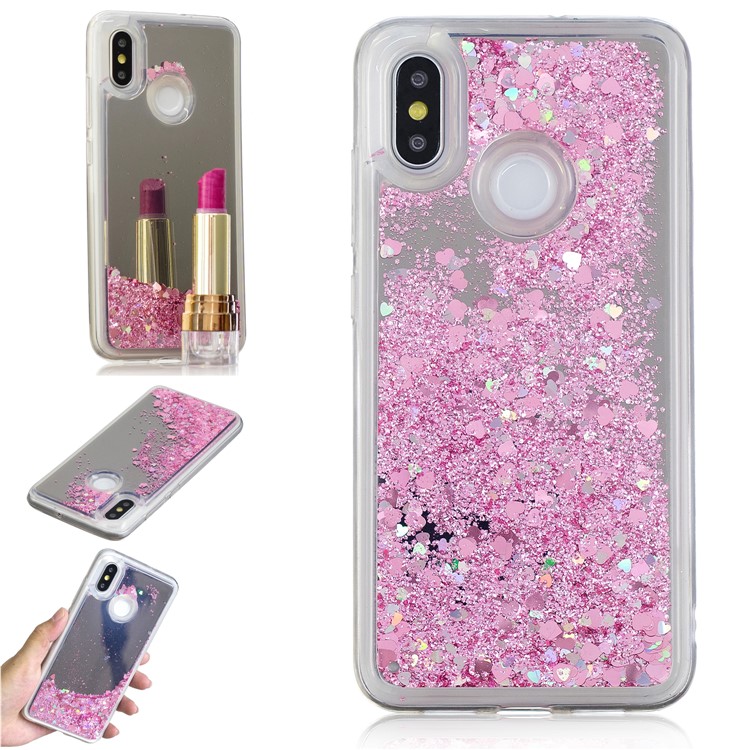 For Xiaomi Mi 8 (6.21-inch) Glitter Floating Quicksand Mirror Surface TPU Mobile Cover - Pink-1