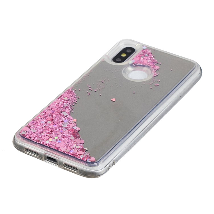 For Xiaomi Mi 8 (6.21-inch) Glitter Floating Quicksand Mirror Surface TPU Mobile Cover - Pink-3