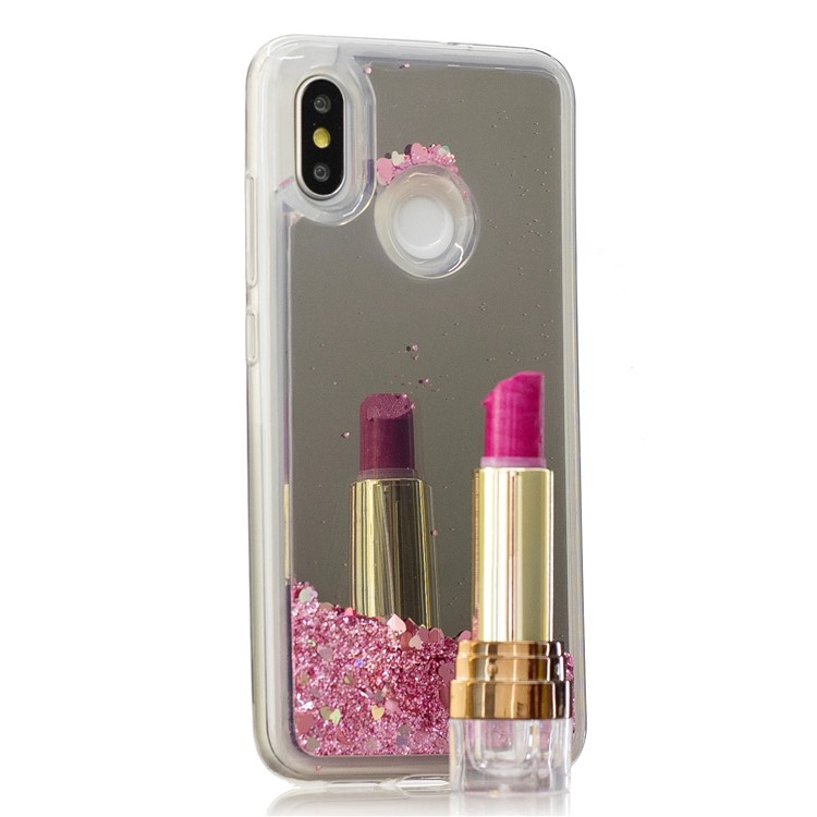 For Xiaomi Mi 8 (6.21-inch) Glitter Floating Quicksand Mirror Surface TPU Mobile Cover - Pink-5