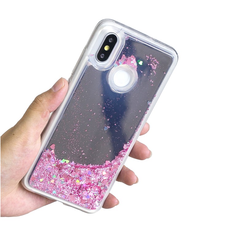 For Xiaomi Mi 8 (6.21-inch) Glitter Floating Quicksand Mirror Surface TPU Mobile Cover - Pink-6