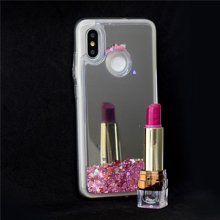 For Xiaomi Mi 8 (6.21-inch) Glitter Floating Quicksand Mirror Surface TPU Mobile Cover - Pink-7
