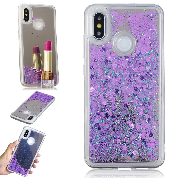 For Xiaomi Mi 8 (6.21-inch) Glitter Floating Quicksand Mirror Surface TPU Cellphone Cover Case - Purple-1
