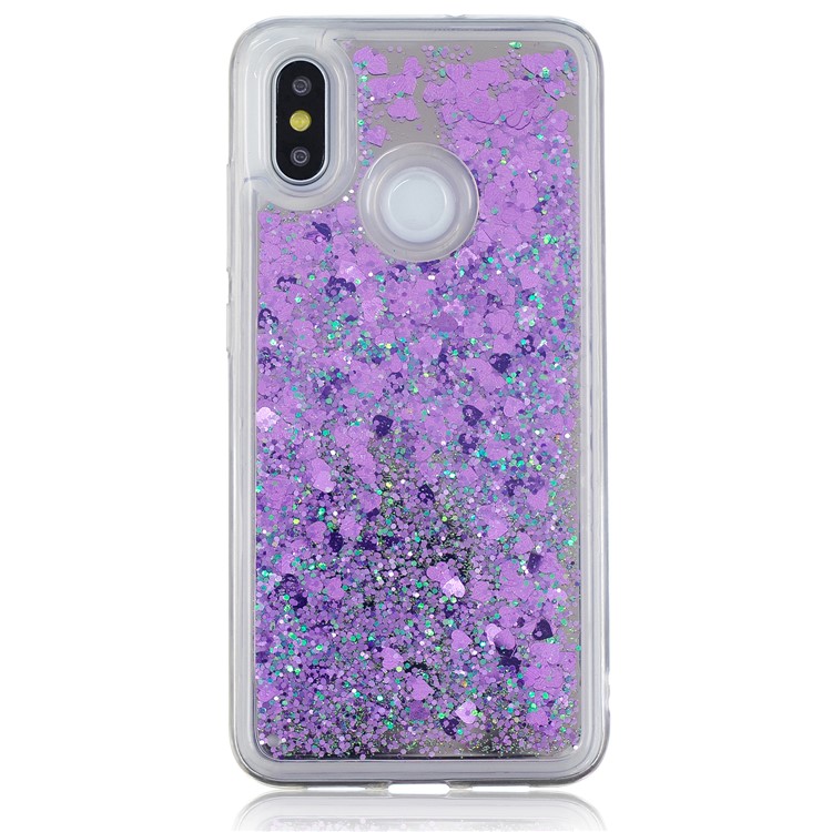 For Xiaomi Mi 8 (6.21-inch) Glitter Floating Quicksand Mirror Surface TPU Cellphone Cover Case - Purple-2