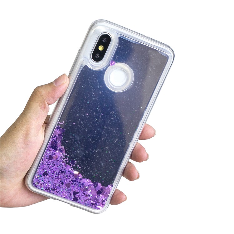 For Xiaomi Mi 8 (6.21-inch) Glitter Floating Quicksand Mirror Surface TPU Cellphone Cover Case - Purple-6