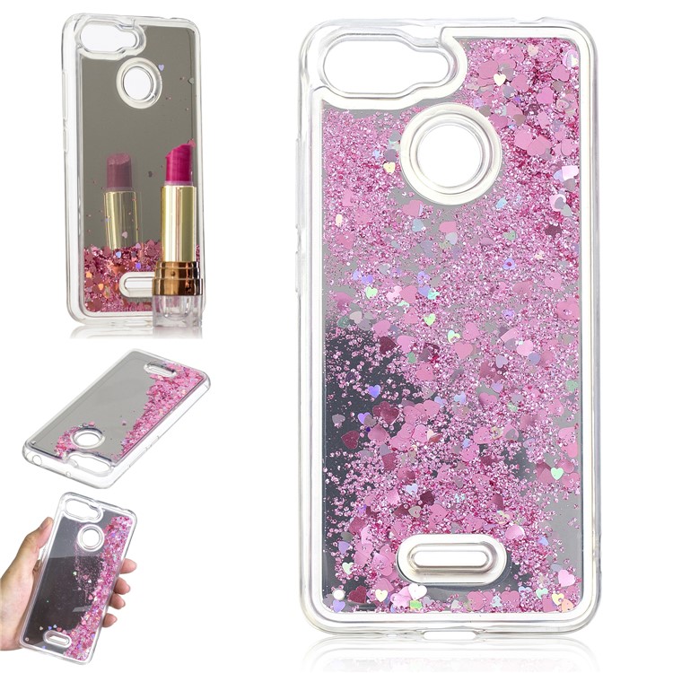 Glitter Floating Quicksand Mirror Surface TPU Mobile Cover for Xiaomi Redmi 6 - Pink-1