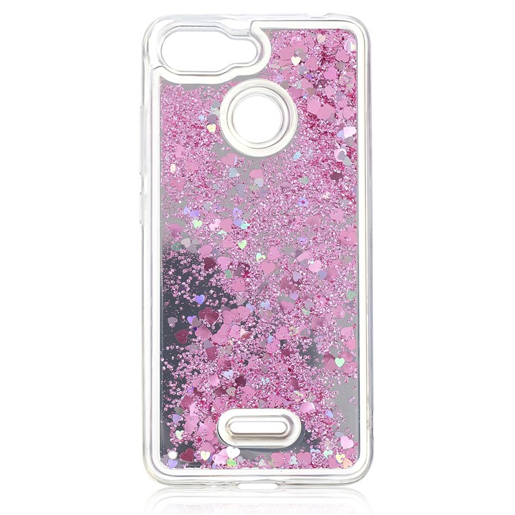 Glitter Floating Quicksand Mirror Surface TPU Mobile Cover for Xiaomi Redmi 6 - Pink-2