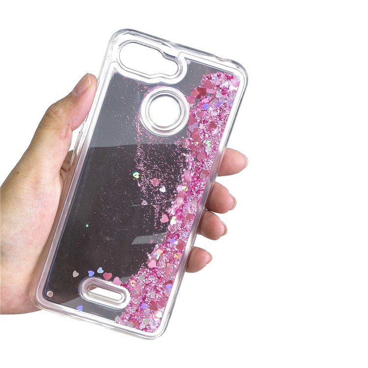 Glitter Floating Quicksand Mirror Surface TPU Mobile Cover for Xiaomi Redmi 6 - Pink-6