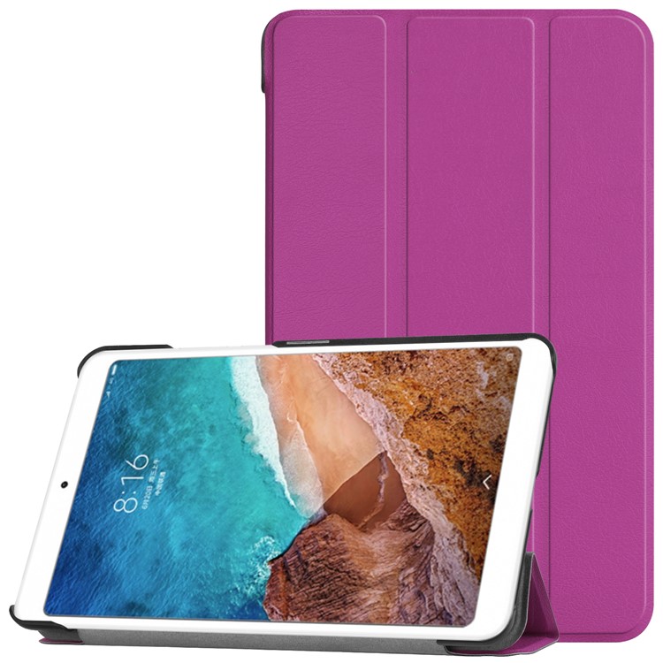 Tri-fold Stand Leather Smart Case Shell Cover for Xiaomi Mi Pad 4 - Purple-1