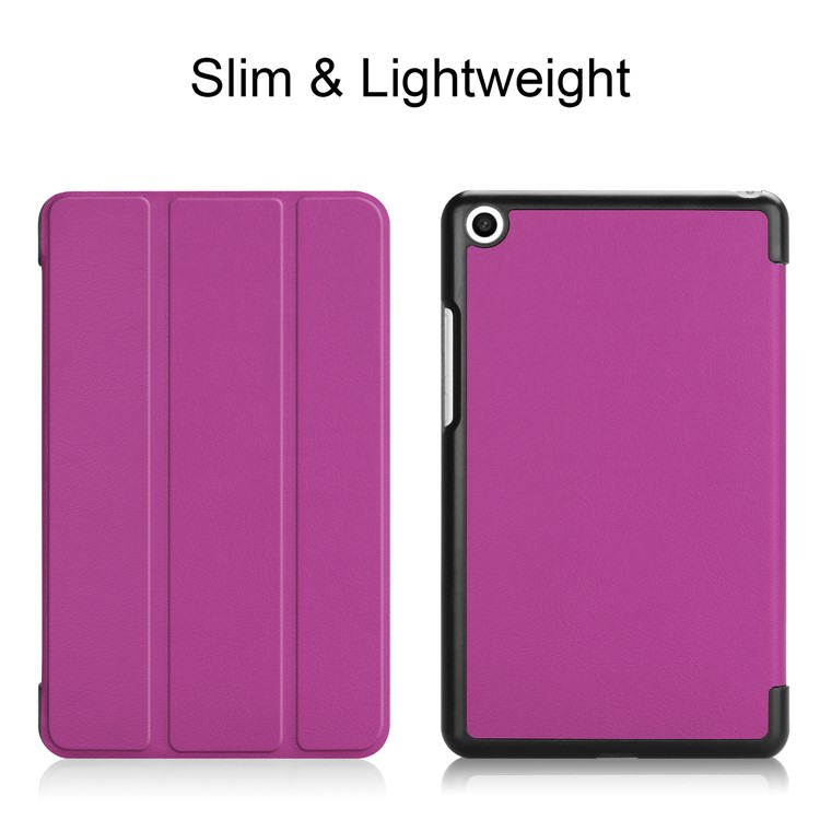 Tri-fold Stand Leather Smart Case Shell Cover for Xiaomi Mi Pad 4 - Purple-2