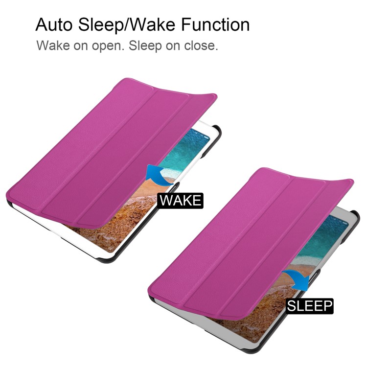 Tri-fold Stand Leather Smart Case Shell Cover for Xiaomi Mi Pad 4 - Purple-4