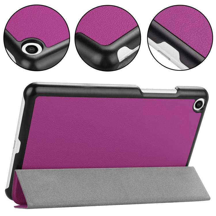 Tri-fold Stand Leather Smart Case Shell Cover for Xiaomi Mi Pad 4 - Purple-5