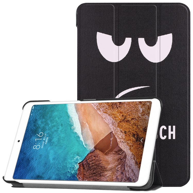 Pattern Printing Smart Tri-fold Leather Stand Case for Xiaomi Mi Pad 4 - Do not Touch Me-1