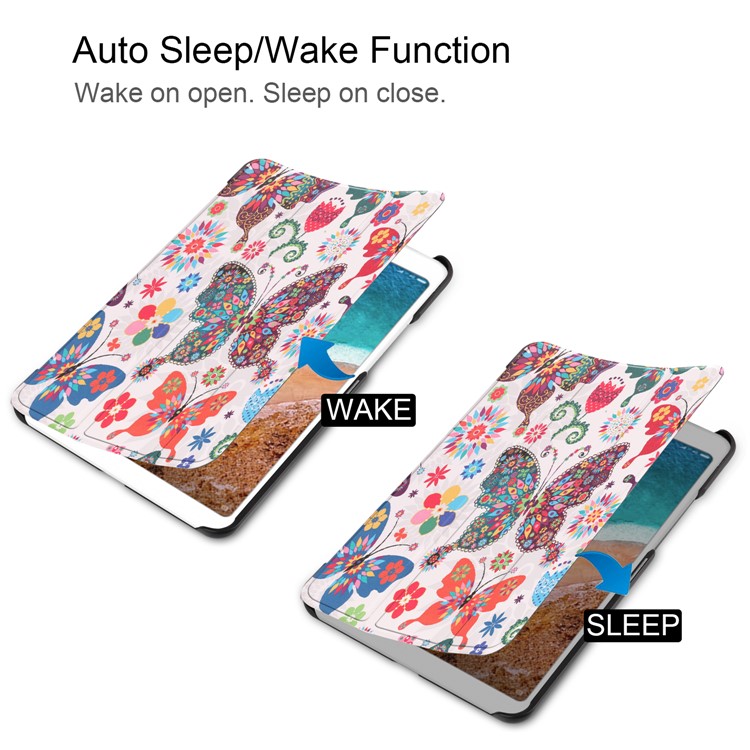 Pattern Printing Smart Tri-fold Leather Stand Shell Case for Xiaomi Mi Pad 4 - Butterfly Flower-4