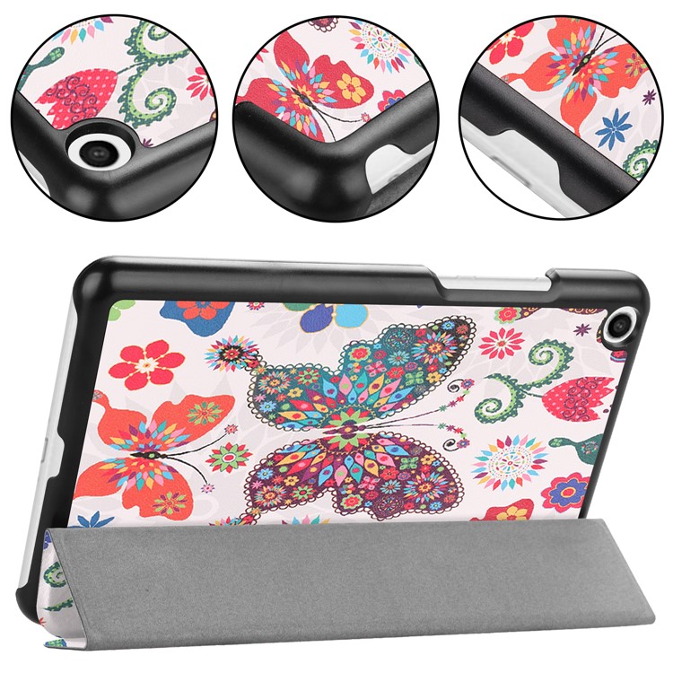 Pattern Printing Smart Tri-fold Leather Stand Shell Case for Xiaomi Mi Pad 4 - Butterfly Flower-5