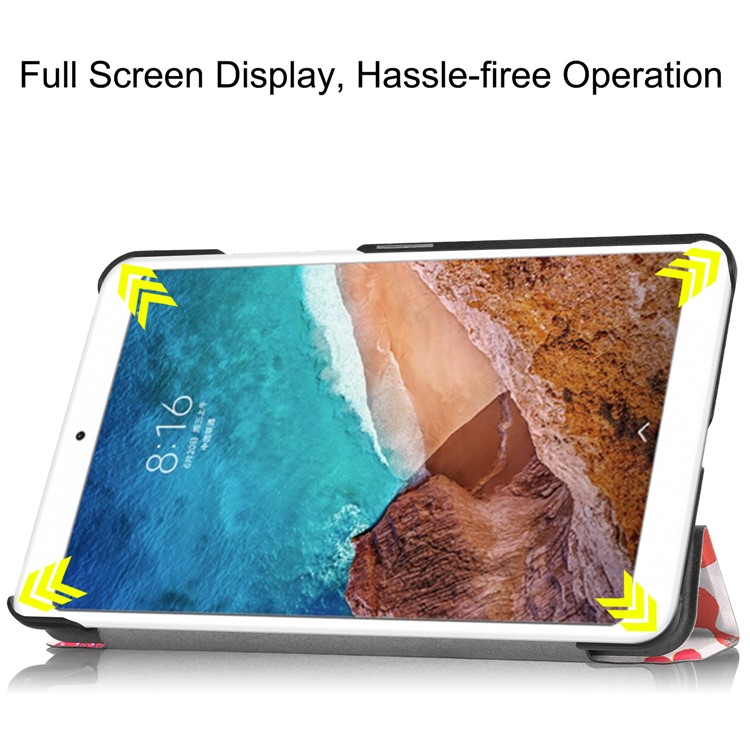 Pattern Printing Smart Tri-fold Leather Stand Shell Case for Xiaomi Mi Pad 4 - Butterfly Flower-6