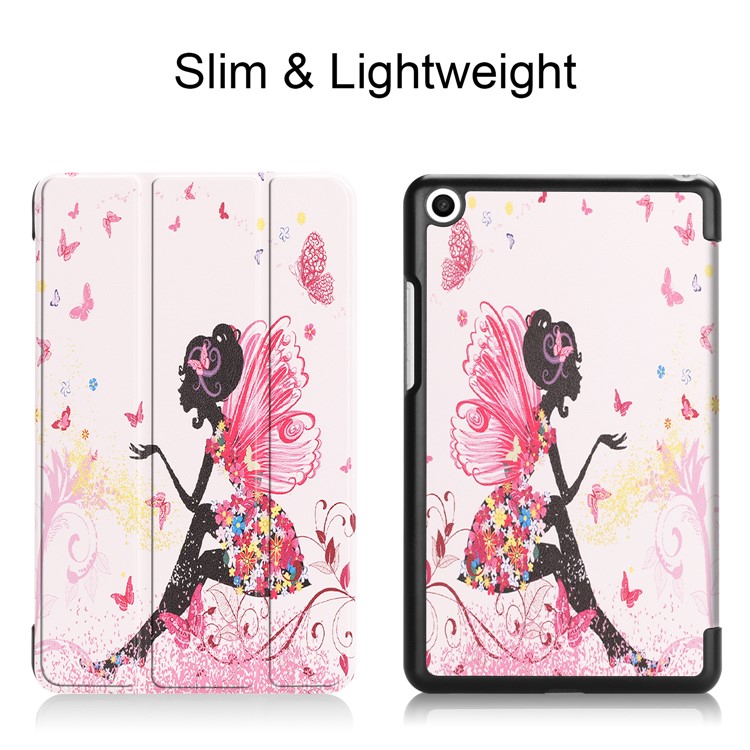 Pattern Printing Leather Smart Case with Tri-fold Stand for Xiaomi Mi Pad 4 - Beauty and Butterfly-2