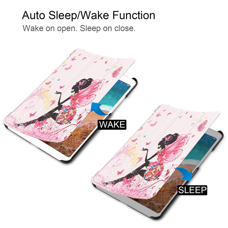 Pattern Printing Leather Smart Case with Tri-fold Stand for Xiaomi Mi Pad 4 - Beauty and Butterfly-4