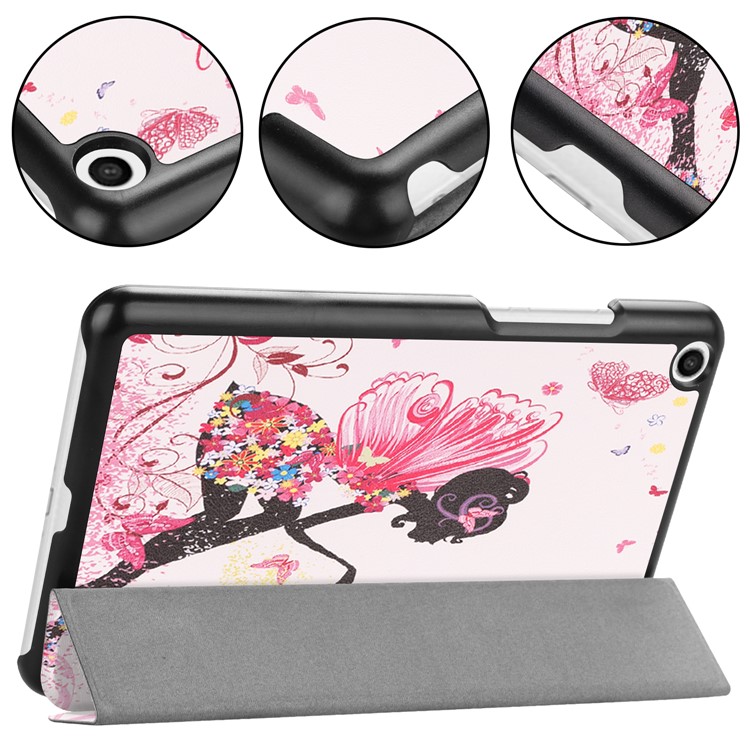 Pattern Printing Leather Smart Case with Tri-fold Stand for Xiaomi Mi Pad 4 - Beauty and Butterfly-5
