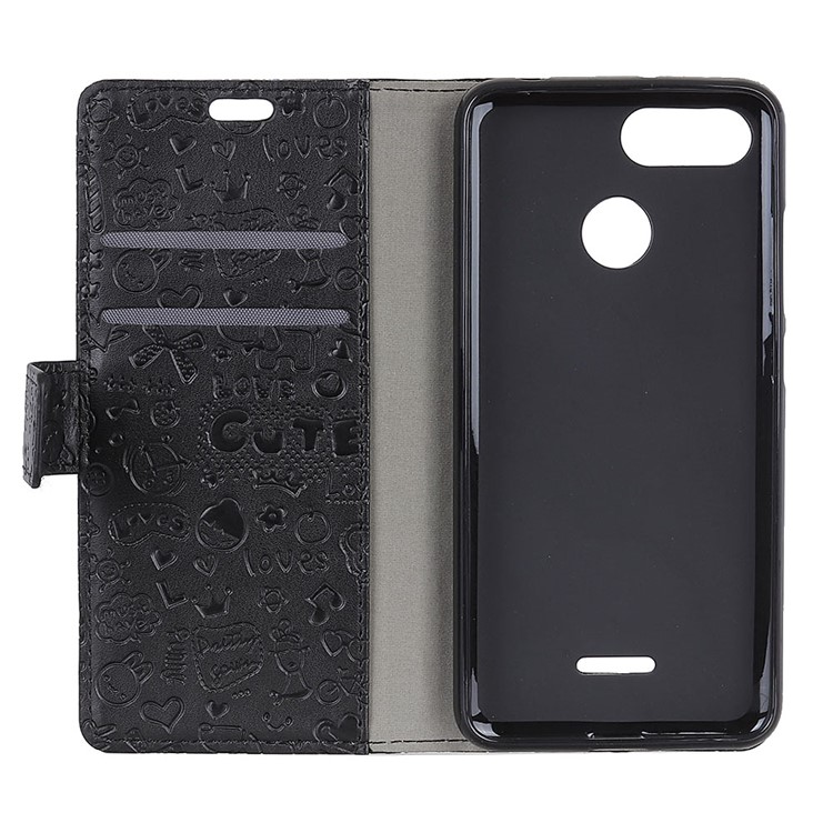 Cartoon Graffiti Leather Wallet Stand Mobile Case for Xiaomi Redmi 6 (Dual Camera: 12MP+5MP) - Black-3
