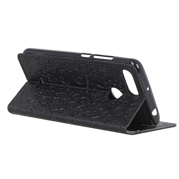 Cartoon Graffiti Leather Wallet Stand Mobile Case for Xiaomi Redmi 6 (Dual Camera: 12MP+5MP) - Black-4