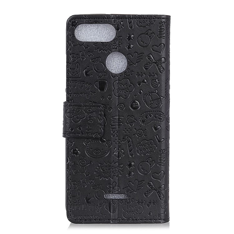 Cartoon Graffiti Leather Wallet Stand Mobile Case for Xiaomi Redmi 6 (Dual Camera: 12MP+5MP) - Black-6