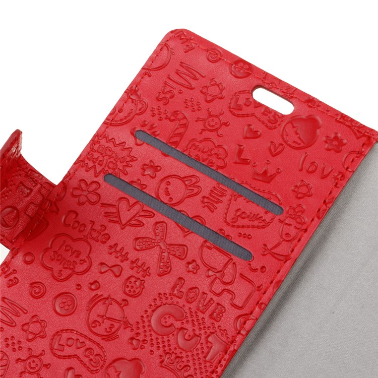 Cartoon Graffiti Leather Wallet Stand Mobile Shell for Xiaomi Redmi 6 (Dual Camera: 12MP+5MP) - Red-2