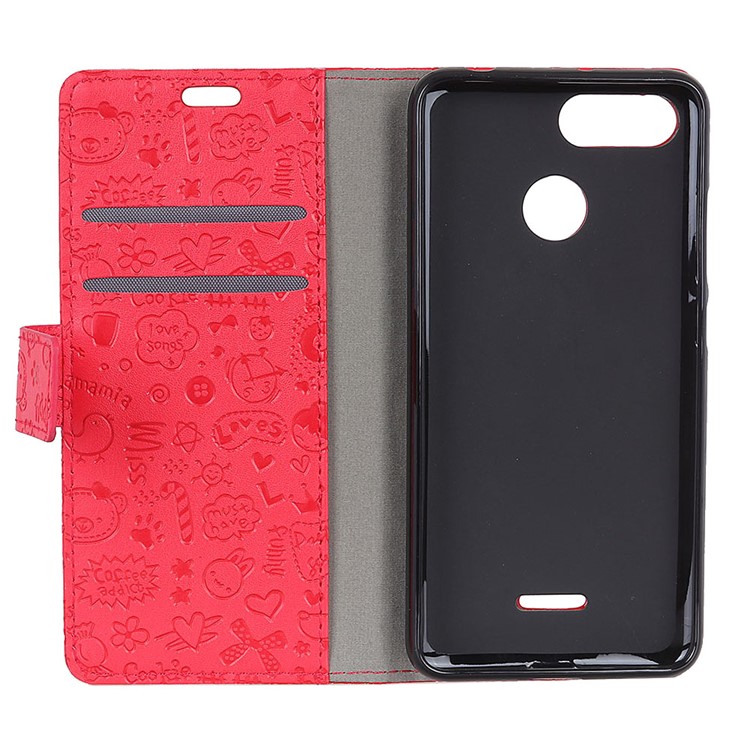 Cartoon Graffiti Leather Wallet Stand Mobile Shell for Xiaomi Redmi 6 (Dual Camera: 12MP+5MP) - Red-4