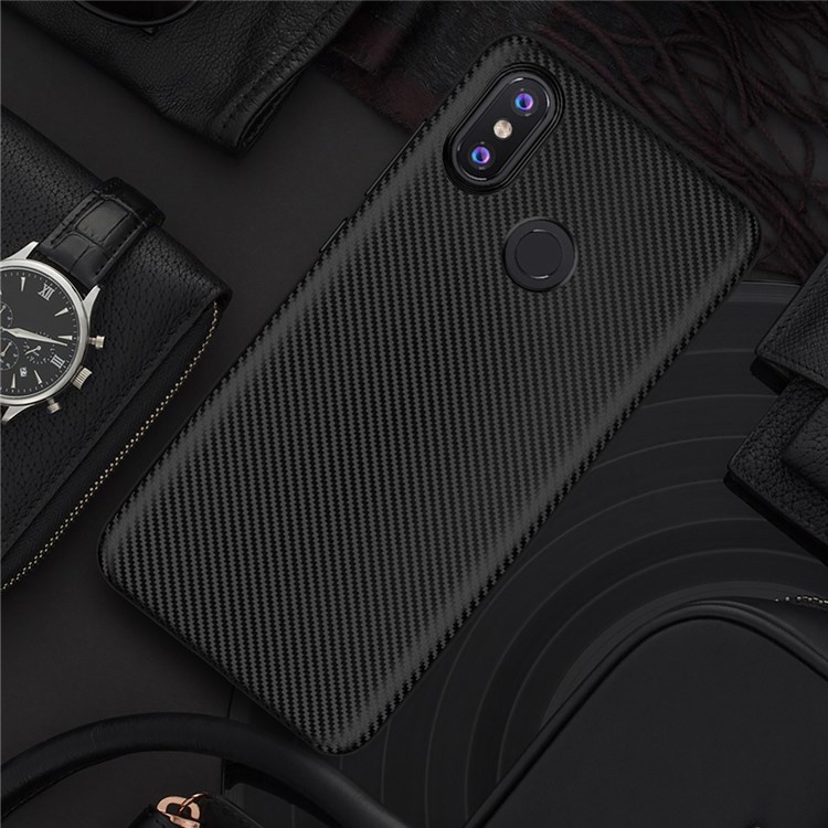 Carbon Fiber Texture Soft TPU Back Phone Case for Xiaomi Mi 8 (6.21-inch) - Black-2