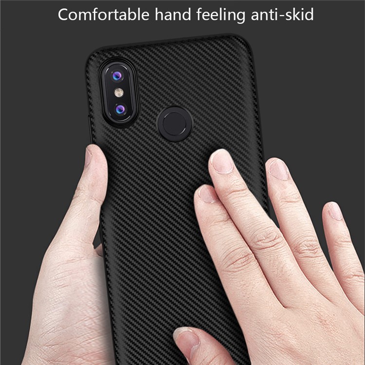 Carbon Fiber Texture Soft TPU Back Phone Case for Xiaomi Mi 8 (6.21-inch) - Black-3