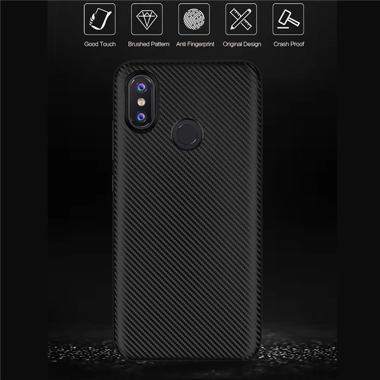 Carbon Fiber Texture Soft TPU Back Phone Case for Xiaomi Mi 8 (6.21-inch) - Black-4