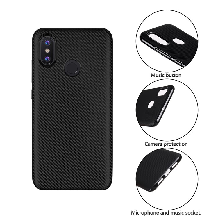 Carbon Fiber Texture Soft TPU Back Phone Case for Xiaomi Mi 8 (6.21-inch) - Black-7