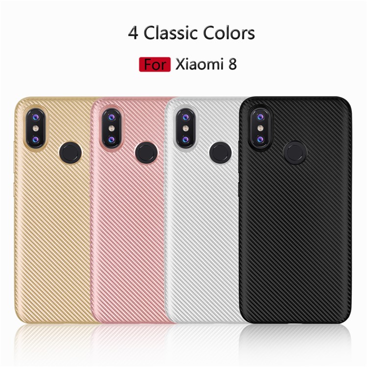 Carbon Fiber Texture Soft TPU Back Phone Case for Xiaomi Mi 8 (6.21-inch) - Black-8