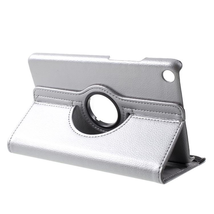 Litchi Grain 360 Degree Rotary Stand Leather Tablet Casing for Xiaomi Mi Pad 4 - Silver-4