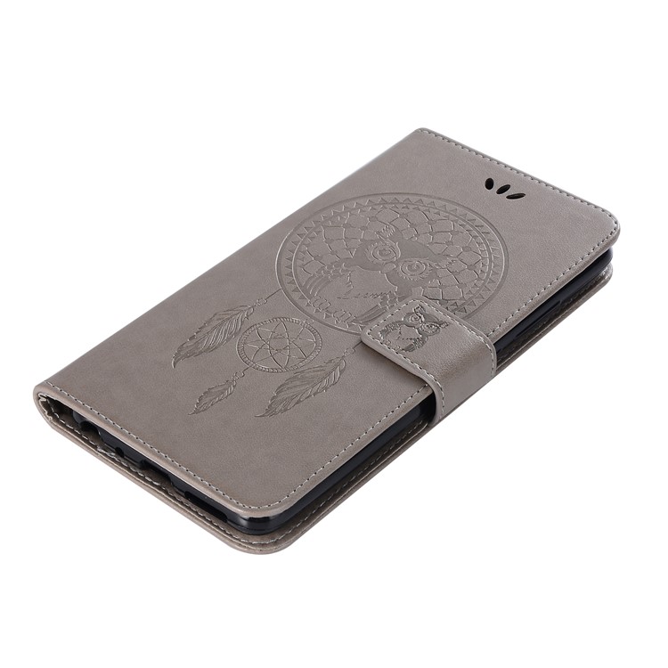 Imprinted Dream Catcher Owl Leather Wallet Cover for Xiaomi Mi A2 Lite / Redmi 6 Pro - Grey-5