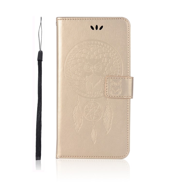 Imprinted Dream Catcher Owl Leather Wallet Phone Case for Xiaomi Mi A2 Lite / Redmi 6 Pro - Gold-2
