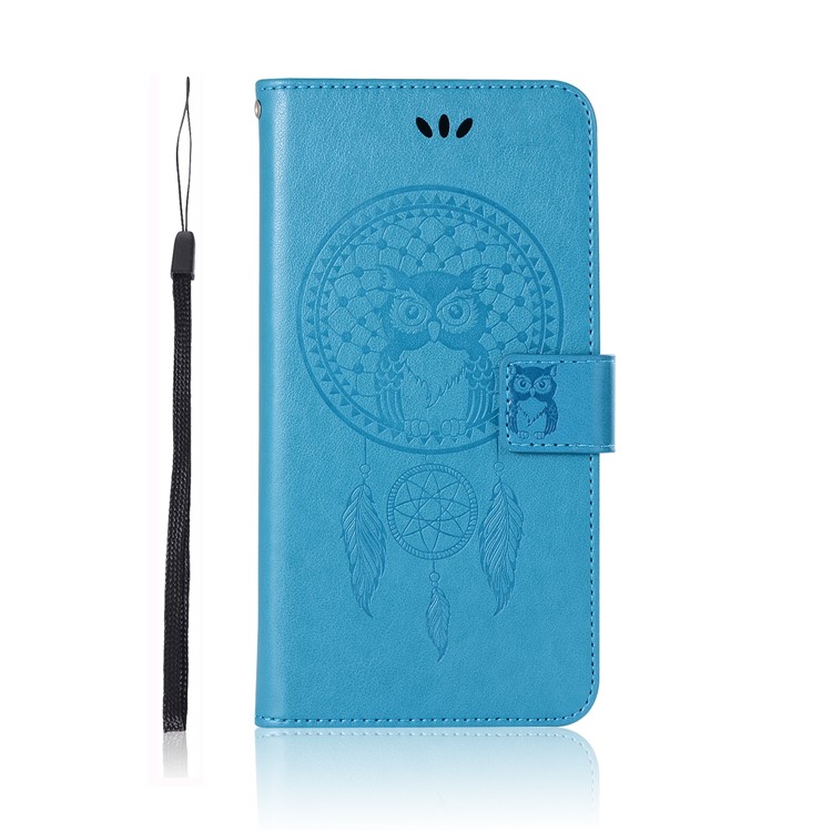 Imprinted Dream Catcher Owl Wallet Leather Stand Cover for Xiaomi Mi A2 Lite / Redmi 6 Pro - Dark Blue-2